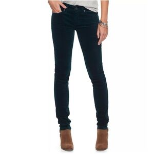 NWT Women's Sonoma Goods For Life Velveteen Skinny Pants in Holiday Teal Size 14